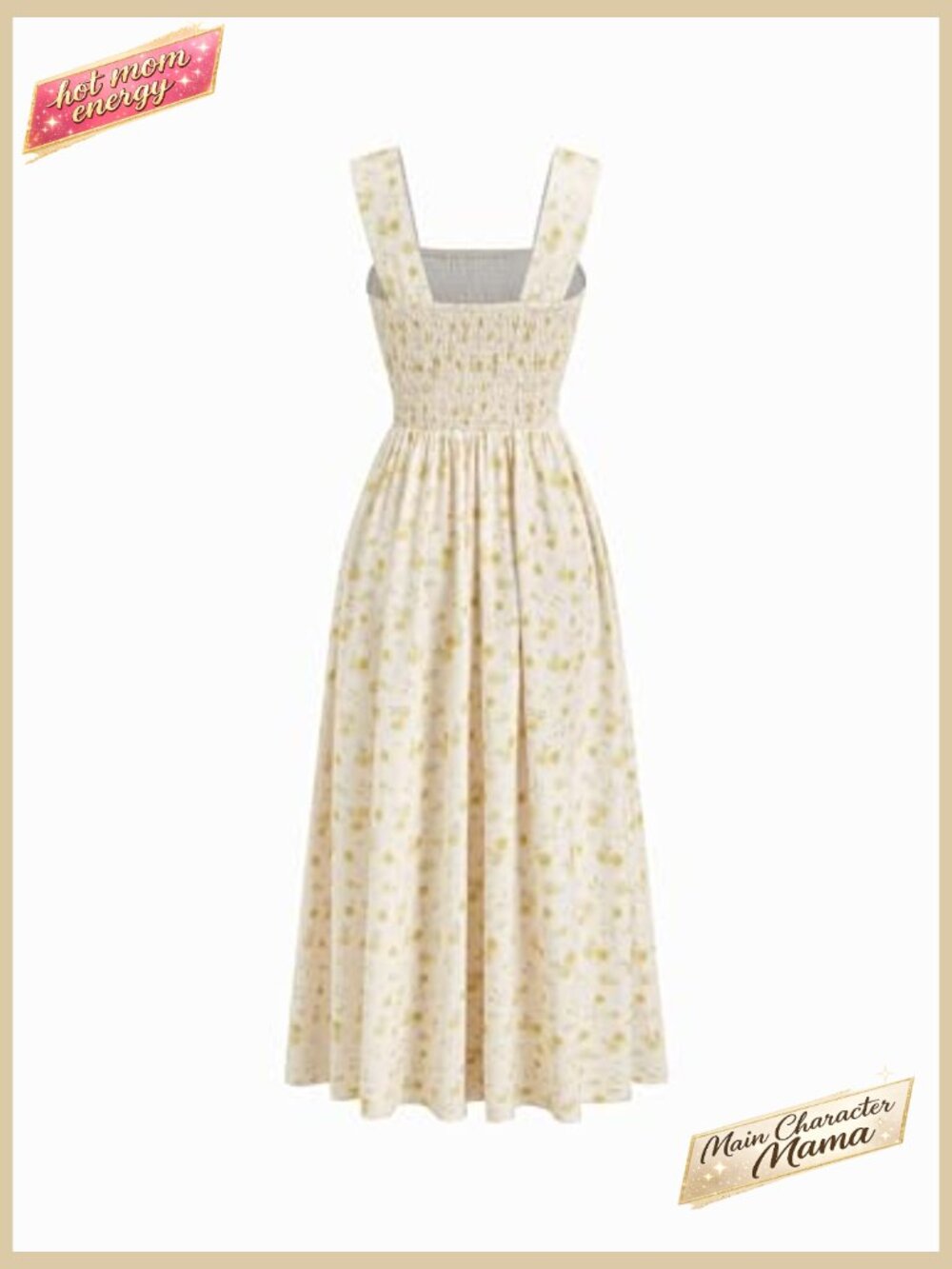Women's Floral Square Neck Sleeveless Midi A-Line Summer Sundress - Picture 5 of 6